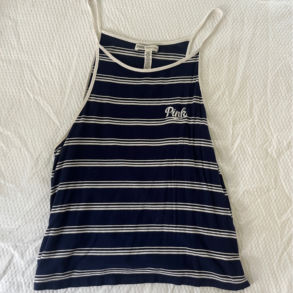 PINK Victoria's Secret Navy and White Tank